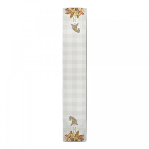 Fall Monogram Gnome Personalized 16x90 Cotton Twill Runner