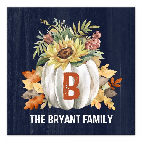 Fall Monogram Pumpkin Personalized 16x16 Canvas Wall Art