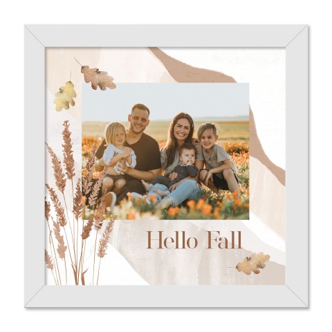 Hello Fall Photo Personalized 16x16 White Framed Print Under Plexiglass