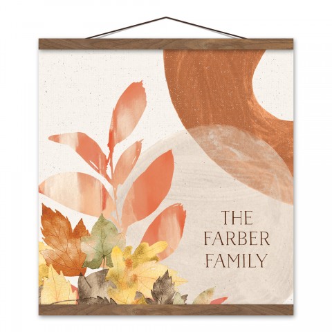 Mid Mod Fall Abstract Personalized 16x16 Teak Hanging Canvas