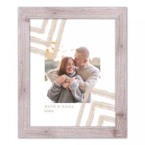 Neutral Zag Personalized 16 x 20 Western White Framed Print