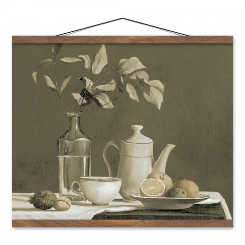 Antique Still Life 16 x 20 Teak Hanging Canvas