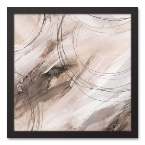 Neutral Hazy Abstract 17.73 x 17.73 Black Framed Canvas