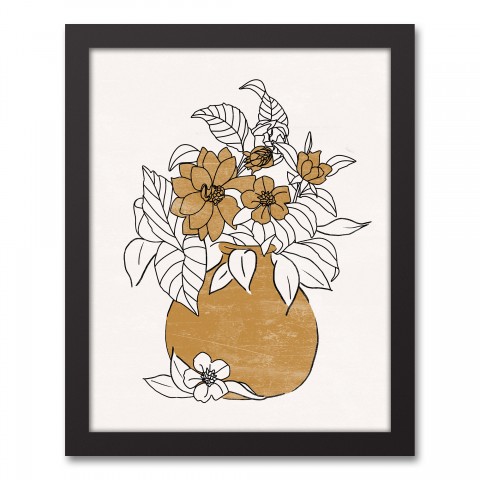 Mod Marigold Vase 12.73 x 15.73 Black Framed Canvas