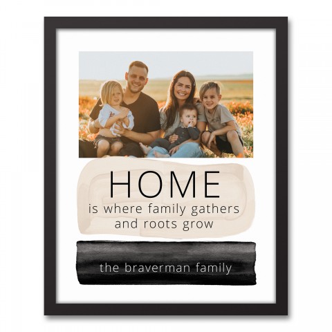 Home is Where Roots Grow Personalized 17.73 x 21.73 Black Framed Canvas