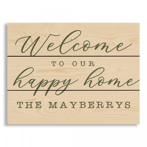 Welcome to our Happy Home Personalized 10.69 x 14 Pallet Wood Art