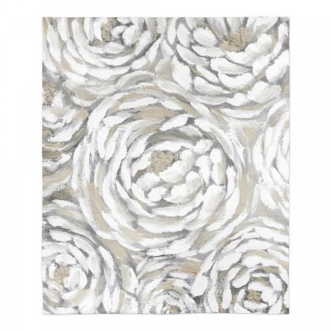 Cream and Gray Floral 50 x 60 Sherpa Fleece Blanket