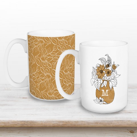 Mod Marigold Vase Monogram Personalized 5 x 4.62 Mug