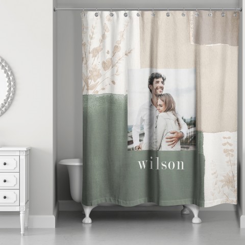 Neutral Colorblock Personalized 71 x 74 Shower Curtain