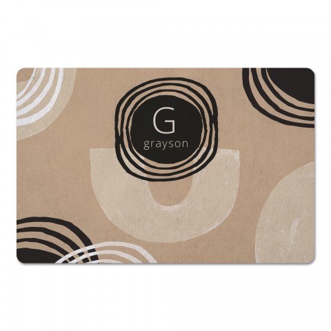 Neutral Geometric Shape Monogram Personalized 18 x 27 Floor Mat