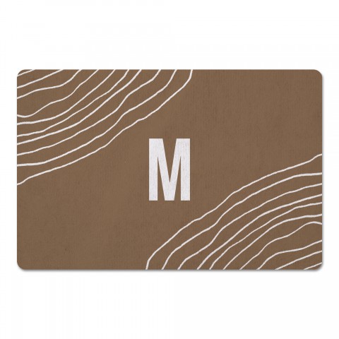 Taupe Monogram Wavy Lines Personalized 18 x 27 Floor Mat