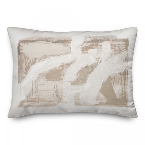Cream Painterly Abstract 20 x 14 Indoor / Outdoor Pillow
