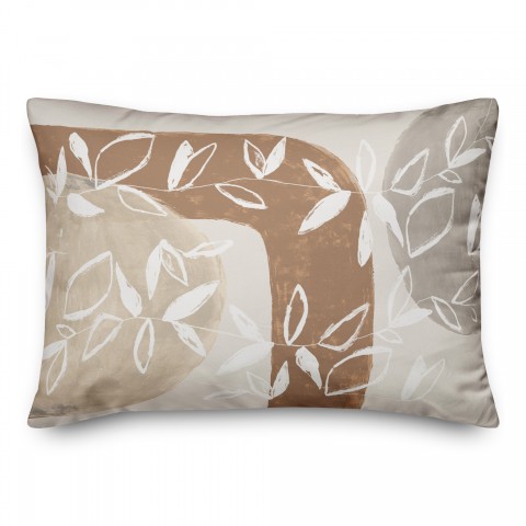 Abstract Neutral Flowers 20 x 14 Indoor / Outdoor Pillow