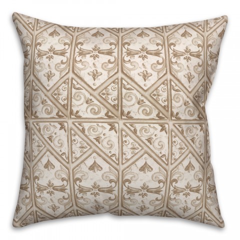 Regal Cream Pattern 18 x 18 Indoor / Outdoor Pillow