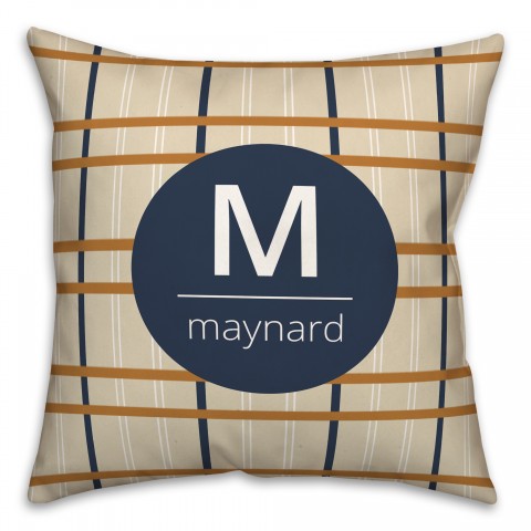 Monogram Fall Plaid Personalized 18 x 18 Indoor / Outdoor Pillow