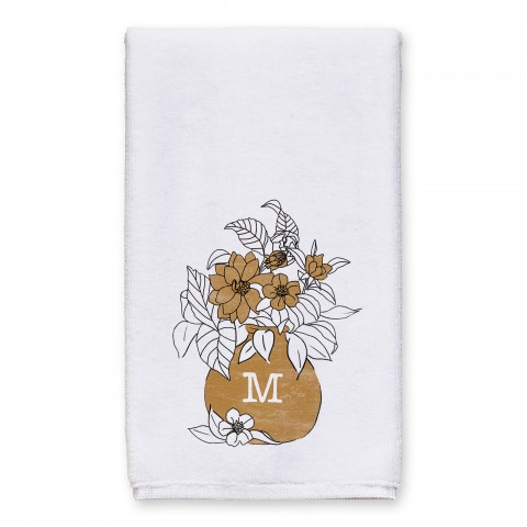 Mod Marigold Vase Monogram Personalized 16 x 25 Towel