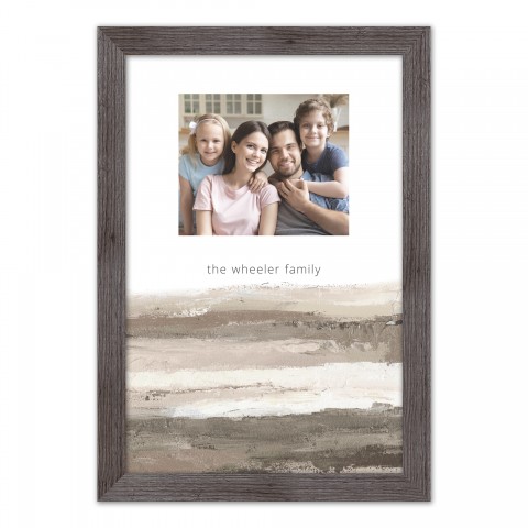 Neutral Horizontal Paint Stroke Personalized 20 x 30 Western Gray Framed Print