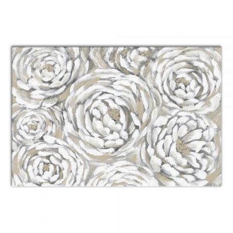 Cream and Gray Floral 30 x 20 Canvas Wall Art