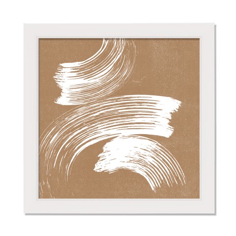 Desert Brushstroke Abstract 16 x 16 White Framed Print Under Plexiglass