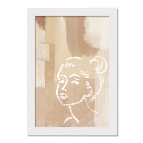 Neutral Desert Girl 12 x 16 White Framed Print Under Plexiglass