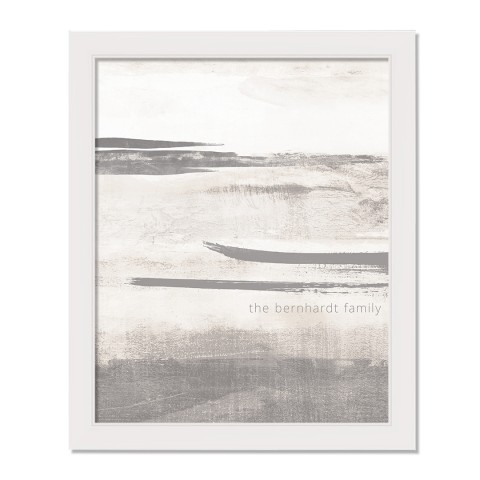 Neutral Stroke Abstract Personalized 16 x 20 White Framed Print Under Plexiglass