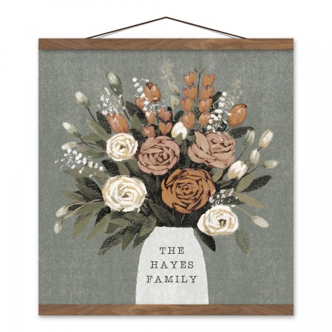 Mod Spice Bouquet Personalized 16 x 16 Teak Hanging Canvas