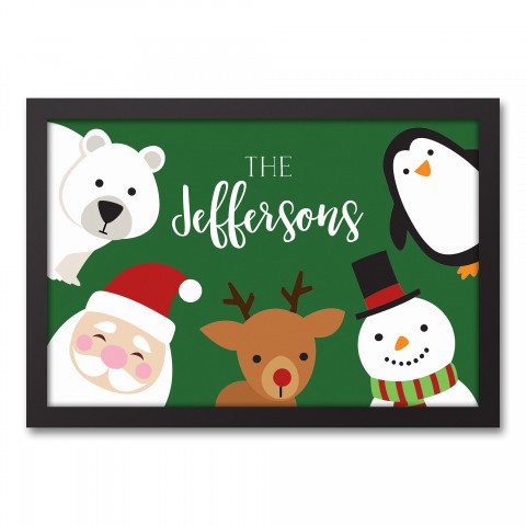 Holiday Icons Hello Personalized 19.73 x 13.73 Black Framed Canvas