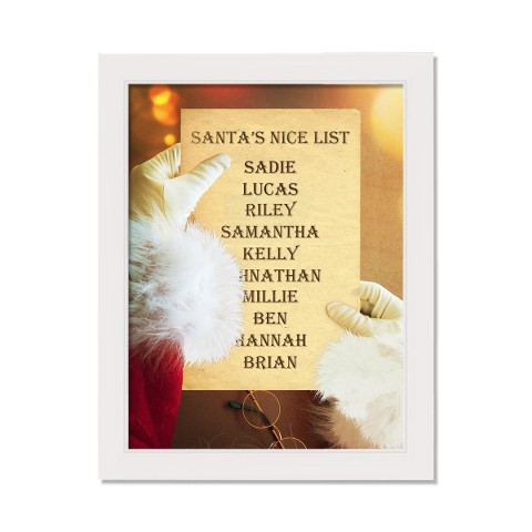 Santa's List Personalized 12 x 16 White Framed Print Under Plexiglass
