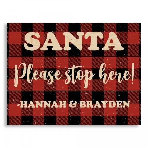 Santa Please Stop Here Personalized 10.69 x 14 Pallet Wood Art
