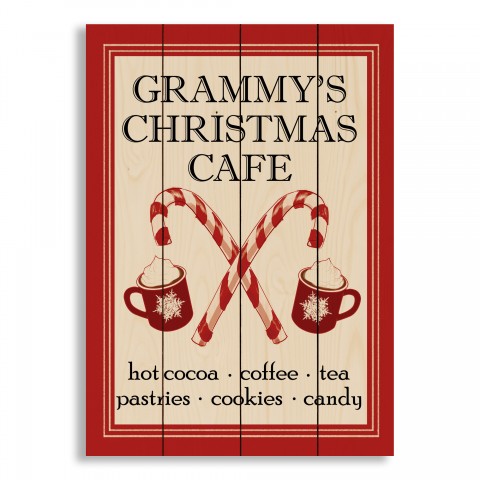 Christmas Café Personalized 14.25 x 20 Pallet Wood Art