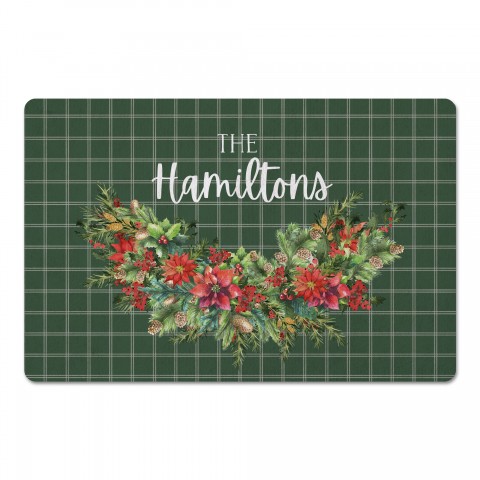 Holy Wreath Check Personalized 18 x 27 Floor Mat
