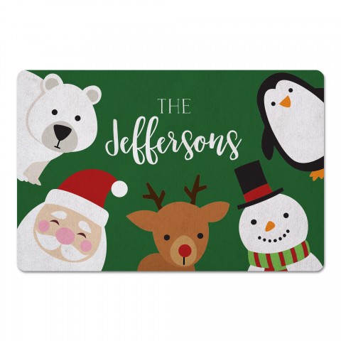 Holiday Icons Hello Personalized 18 x 27 Floor Mat