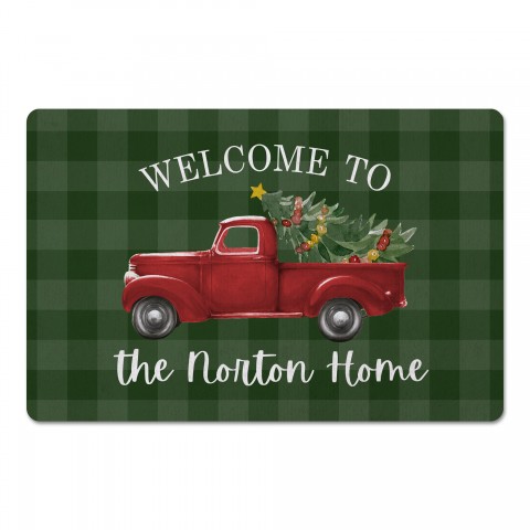 Welcome Christmas Truck Personalized 18 x 27 Floor Mat