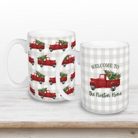 Welcome Christmas Truck Personalized 5 x 4.62 Mug