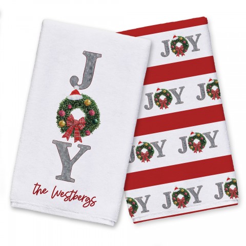 Joy Wreath Personalized 16 x 25 Towel