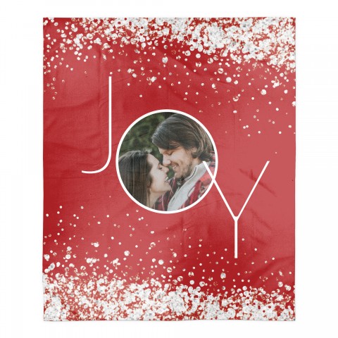 Red Snowflake Joy Personalized 50 x 60 Sherpa Fleece Blanket