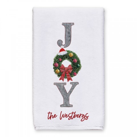 Joy Wreath Personalized 16 x 25 Towel