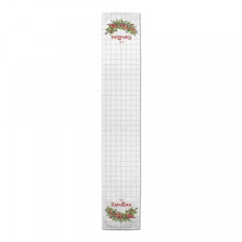 Holly Wreath Check Personalized 16 x 90 Cotton Twill Runner