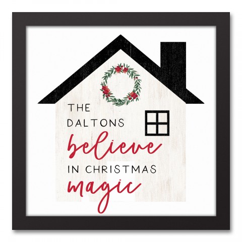 Believe in Christmas Magic Personalized 13.73 x 13.73 Black Framed Canvas