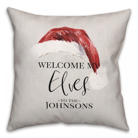 Welcome My Elves Personalized 18 x 18 Indoor / Outdoor Pillow