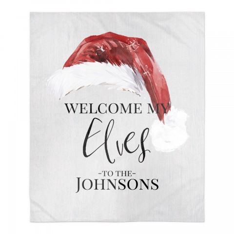Welcome My Elves Personalized 50 x 60 Sherpa Fleece Blanket