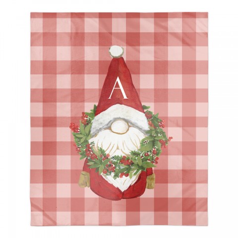 Monogram Christmas Gnome Personalized 50 x 60 Sherpa Fleece Blanket