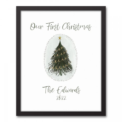 Our First Christmas Personalized 17.73 x 21.73 Black Framed Canvas