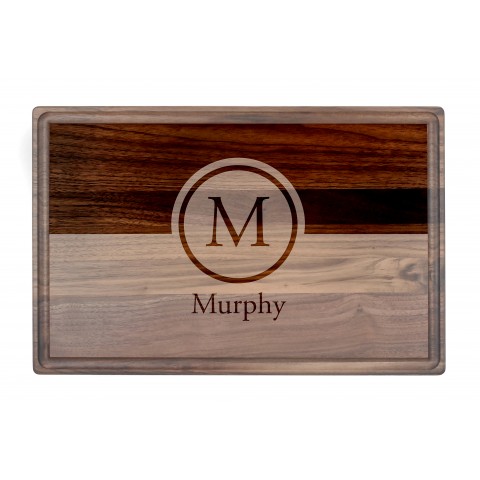 Half Circle Monogram Personalized 17 x 11 Walnut Cutting Board