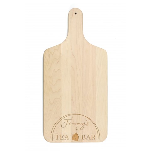 Tea Bar Personalized 8 x 17 Maple Paddle Cutting Board