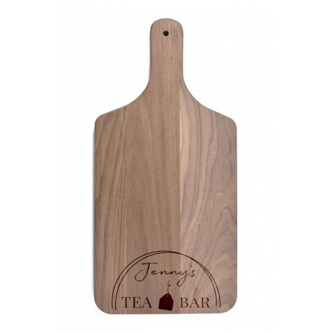 Tea Bar Personalized 8 x 17 Walnut Paddle Cutting Board