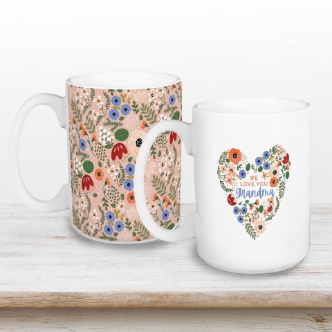 We Love You Floral Personalized 5 x 4.62 Mug