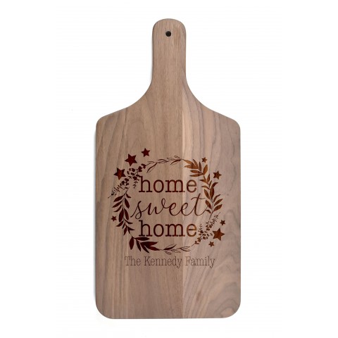 Home Sweet Home Personalized 8 x 17 Walnut Paddle Cutting Board