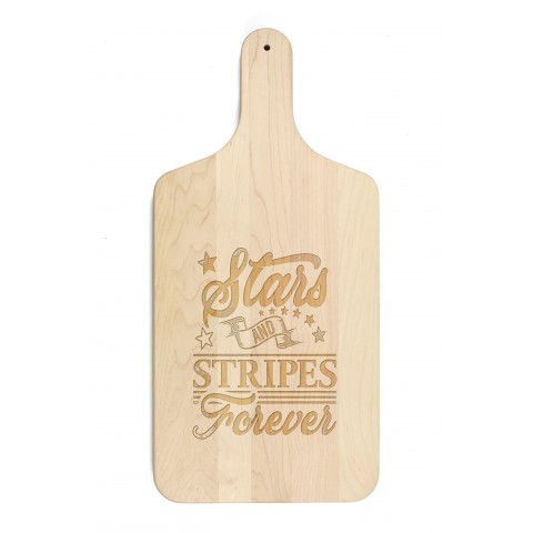 Stars and Stripes Forever 8 x 17 Maple Paddle Cutting Board