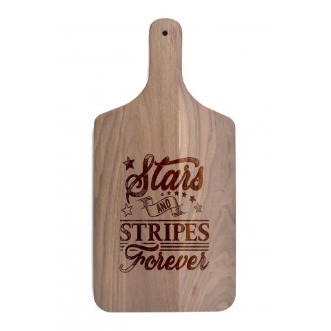 Stars and Stripes Forever 8 x 17 Walnut Paddle Cutting Board